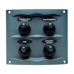 BEP Waterproof Switch Panel 4 Way Fused 12-24V Grey