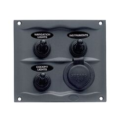BEP Waterproof Switch Panel 3 Position Power Socket Grey
