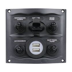 BEP Waterproof Switch Panel 5 Way USB Grey