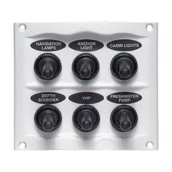 BEP Waterproof Switch Panel 6 Way Fused 12-24V White