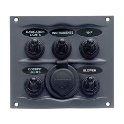 BEP Waterproof Switch Panel 5 Way Power Socket Grey