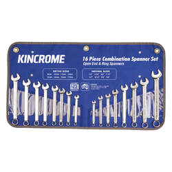 Kincrome Combination Spanner Set 16 Piece - Metric/Imperial