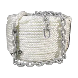 BLA Nylon Anchor Rope & Galvanised Chain (Rope 50m x 12mm) - (Chain 10m x 6mm)