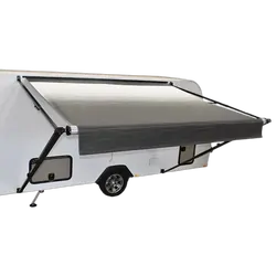 Carefree Fiesta Led Triple Black Shale Fade Roll Out Awning w/ Black Spring 12'