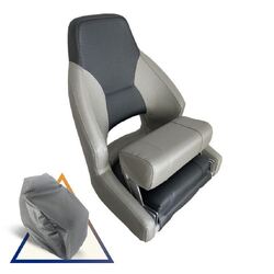 Mariner Deluxe Flip - Up Helm Seat Light Grey / Dark Grey & Premium Seat Cover
