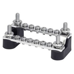 Buss Bar Heavy Duty 2 x 6Way 4 Stud Stepped With Cover