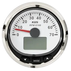 Kus Tacho Gauge Nmea2000 85mm White Chrome Bezel