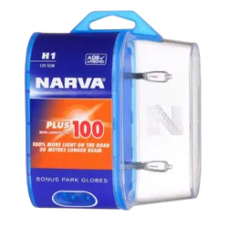 Narva H1 12V 55W Plus 100 Longer Life Halogen Headlight Globes (Bl2)