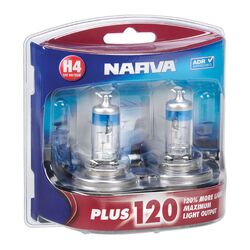 Narva 12V H4 60/55W Plus 120 Halogen Headlight Globes (Blister Pack Of 2)