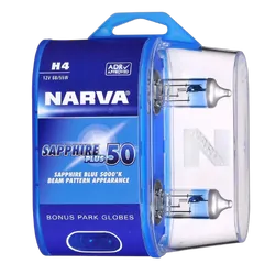 Narva H4 12V 60/55W Sapphire Plus 50 Halogen Headlight Globes (Bl2)