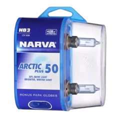 Narva Hb3 12V 60W Arctic Plus 50 Halogen Headlight Globes (Bl2)