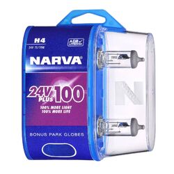 Narva H4 24V 75/70W Plus 100 Long Life Headlight Globes (Bl2)