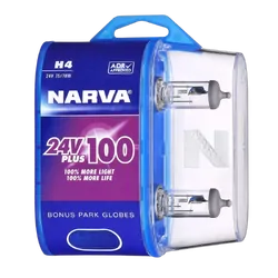 Narva H4 24V 75/70W Plus 100 Long Life Headlight Globes (Bl2)