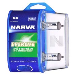 Narva H4 12V 60/55W Everlife Halogen Headlight Globes (Bl2)