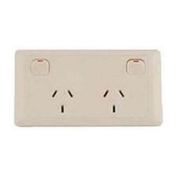 Cms Double Beige 10amp Power Outlet W/20amp Install Couplers. J16.2bg