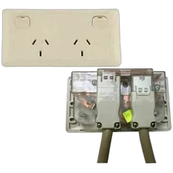 CMS Double 10A Power Outlet w/ 20A Install Couplers Black. J16.2Bk