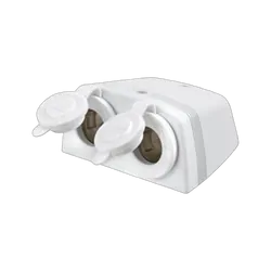 Accessory Socket Surface White Mount Twin Sockets