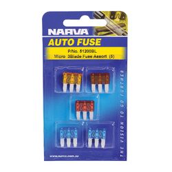 Narva Micro 3 Blade Fuse Assortment (Blister Pack Of 5)