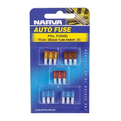 Narva Micro 3 Blade Fuse Assortment (Blister Pack Of 5)
