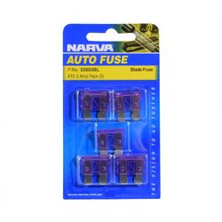 Narva 3 Amp Purple Standard Ats Blade Fuse (Blister Pack Of 5)