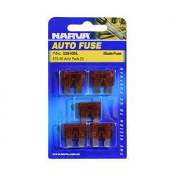 Narva 40 Amp Brown Standard Ats Blade Fuse (Blister Pack Of 5)