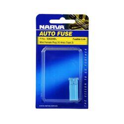Narva 20 Amp Blue Mini Female Fusible Links - Plug In (Blister Pack Of 1)