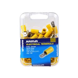Narva 6.3 X 0.8mm Male Blade Terminal Yellow (100 Pack)