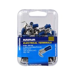 Narva 2-Way Insulated Connector Blue (100)