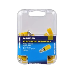 Narva 5.0mm Male Bullet Terminal Yellow (50 Pack)
