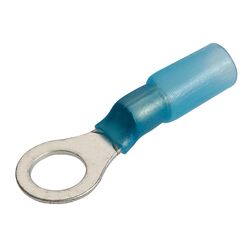 Narva 6.3mm Adhesive Lined Ring Terminal Blue 1/4" Inch Diameter (Blister Pack Of 20)