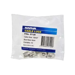 Narva 10mm2 6mm Stud Flared Entry Cable Lug (Pack Of 10)