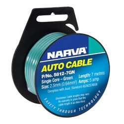 Narva 5A 2.5mm Green Single Core Cable (7M)