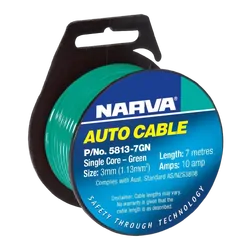Narva 10A 3mm Green Single Core Cable (7M)