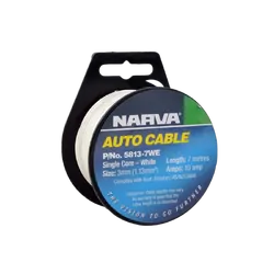 Narva 10A 3mm White Single Core Cable (7M)