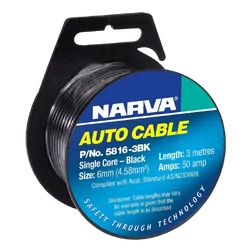 Narva 50A 6mm Black Single Core Cable (3M)