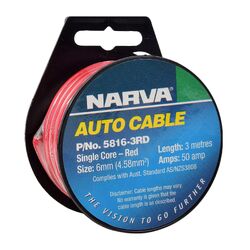 Narva 50A 6mm Red Single Core Cable (3M)
