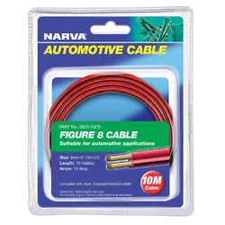 Narva 10A 3mm Twin Core Fig 8 Cable (10M) Red With Black Tracer