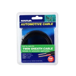 Narva 10A 3mm Twin Core Sheathed Cable (5M) Red/Black With Black Tracer