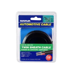 Narva 15A 4mm Twin Core Sheathed Cable (5M) Red/Black With Black Tracer