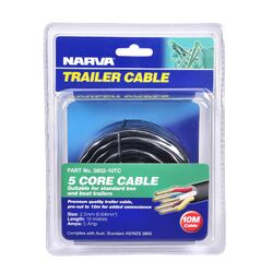 Narva 5A 2.5mm 5 Core Trailer Cable (10M) Red, Green, Yellow, White, Brown