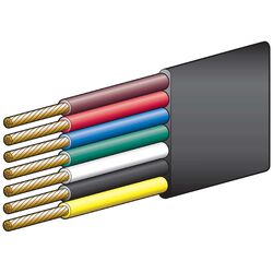 Narva 4A 2mm Flat 7 Core Trailer Cable (30M) Red, Green, Yellow, White, Brown With Black Sheath