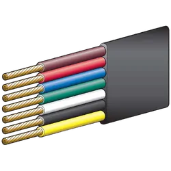 Narva 4A 2mm Flat 7 Core Trailer Cable (30M) Red, Green, Yellow, White, Brown With Black Sheath
