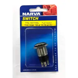 Narva LED Push Button Mom Green