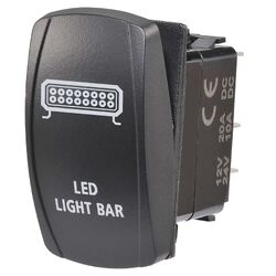 Narva 12/24V Off/On LED Illuminated Sealed Rocker Switch With "LED Light Bar" Symbol (Bl