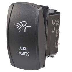 Narva 12/24V Off/On LED Illuminated Sealed Rocker Switch With "Aux Lights" Symbol (Blue)