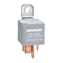Narva 12V 50A Normally Open 4 Pin Relay With Resistor (Blister Pack Of 1)