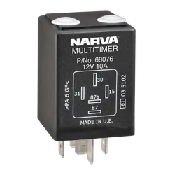 Narva 12V 10A 5 Pin Timer Adjustable Relay (Blister Pack Of 1)