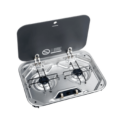 Dometic 2 Burner Cooktop Flush Mt S/S C/W Glass Lid Piezo (PI8022)