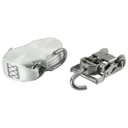 Tie Down Ratchet Strap Stainless Steel 50mm 5.5M J Hook White