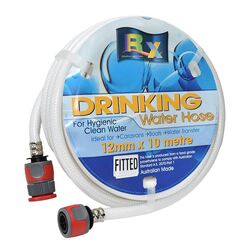 12mm White Non Toxic Water Hose With Fittings - 10m Roll